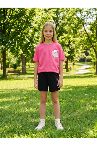 U.S. Polo Assn Kız Çocuk Süprem Şortlu Takım Pembe