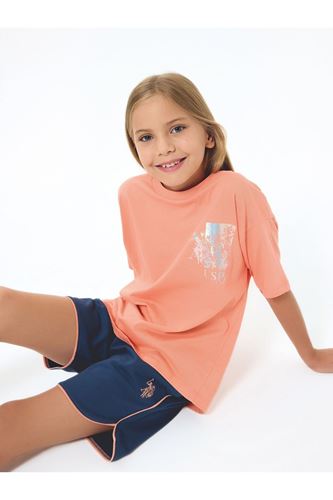 U.S. Polo Assn Kız Çocuk Süprem Şortlu Takım Turuncu
