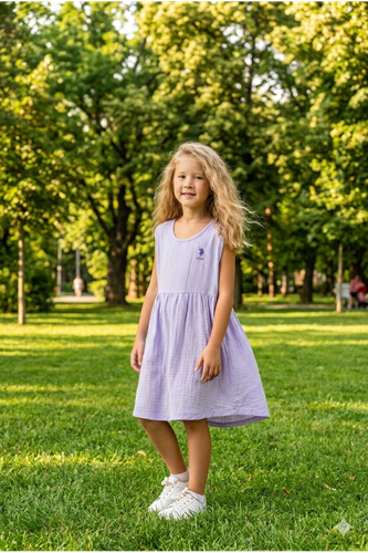 U.S. Polo Assn Kız Çocuk Müslin Elbise Lila