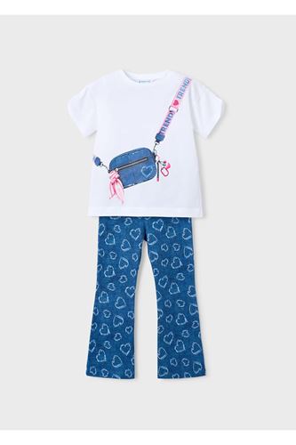 Mayoral Kız Çocuk Çanta Baskılı 2 Parça Taytlı Takım 3730 Mavi