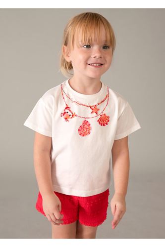 Mayoral Kız Çocuk 2 Parça Alt-Üst Fırfırlı Şort Takım 3231 Kırmızı