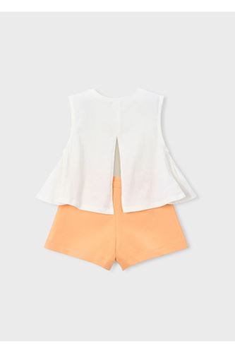 Mayoral Kız Çocuk Kolsuz Püskül Detaylı 2 Parça Alt-Üst  Şort Takım 3228 Turuncu