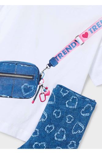 Mayoral Kız Çocuk Çanta Baskılı 2 Parça Taytlı Takım 3730 Mavi