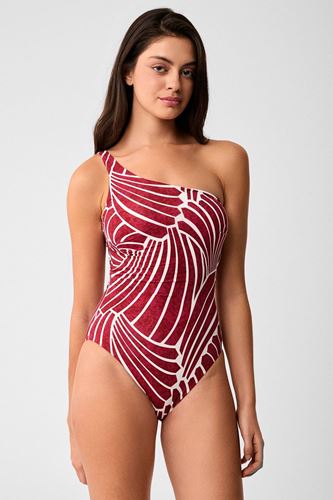 Kom Repali Desenli Tek Omuz Mayo Vişne