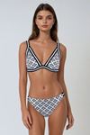 Kom Koma Desenli Üçgen Bikini Siyah