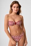 Kom Lium Aksesuar Detaylı Straplez Bikini Takımı Bordo